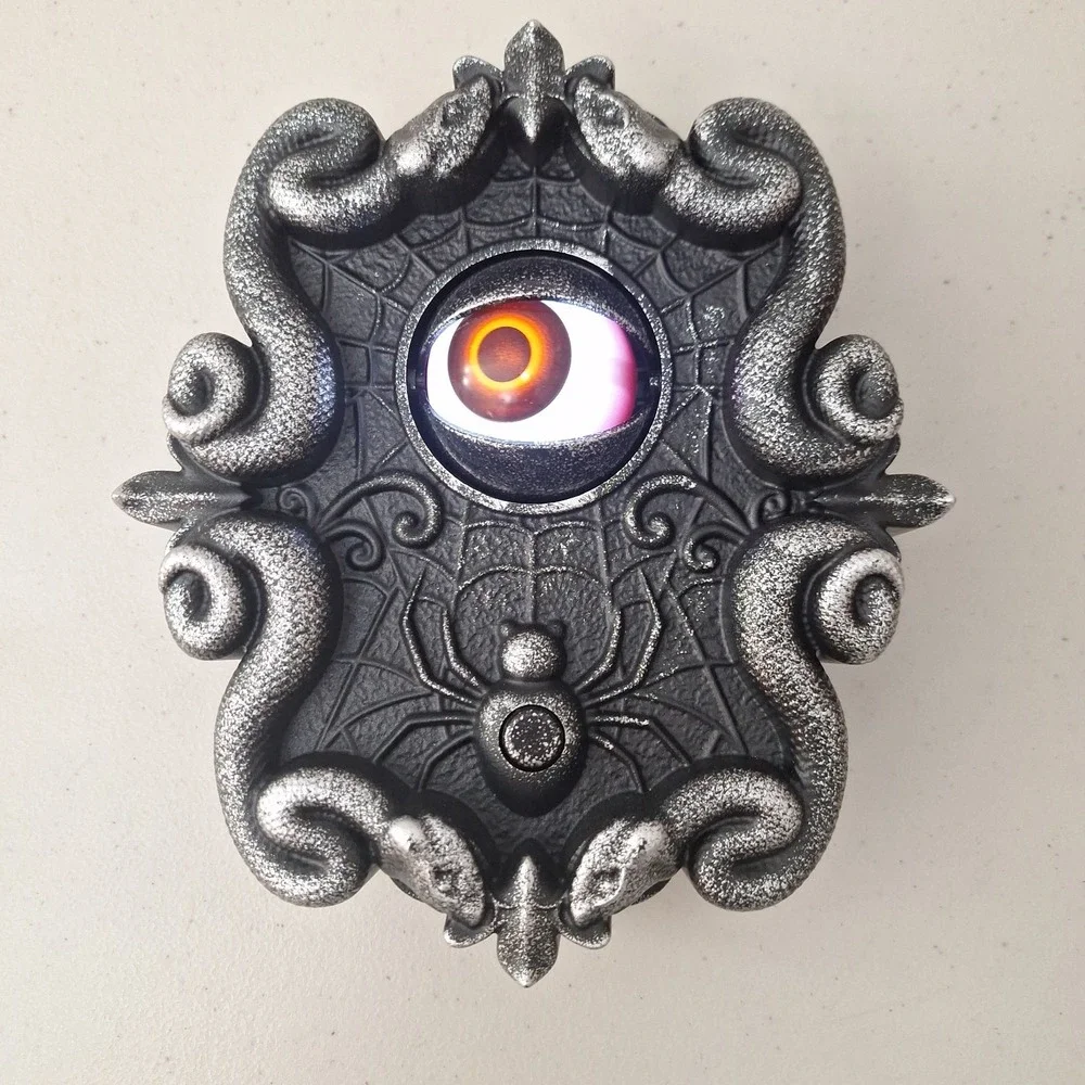 Vtg Halloween Animatronic Eyeball Doorbell Illumiated Spooky Voice/Sounds WORKS